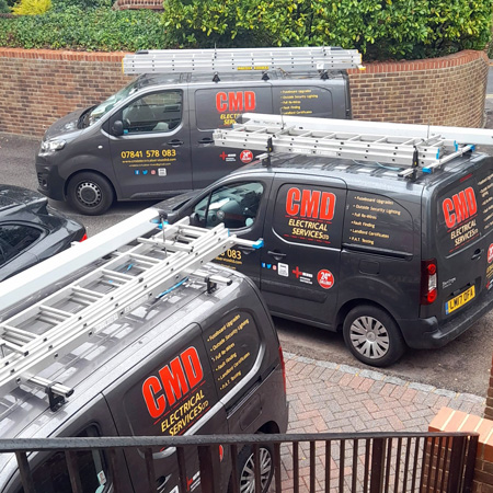 CMD Electrical Services vans and branding