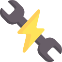 electricity bolt and wrench graphic